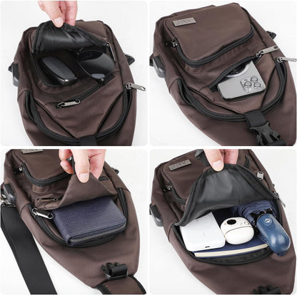 AMJ Crossbody Sling Bag Men Women, Casual Shoulder Backpack, Chest Daypack Satchel for Hiking Travel