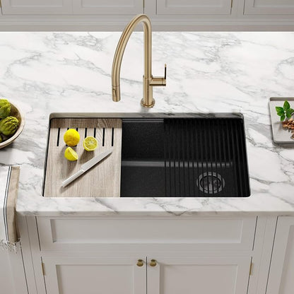 KRAUS Bellucci 32” in. Undermount Workstation Granite Kitchen Sink in Metallic - Image 2