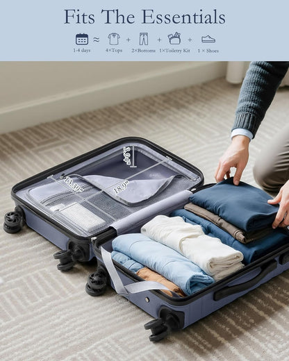 Coolife Luggage Sets 3 Piece, 20In Carry On Luggage with Spinner Wheels PC Hardside Suitcase Set with Travel Backpack (Blue, Backpack/TB/20)