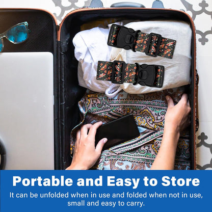 2 Pack Luggage Straps for Suitcases, Adjustable Travel Belt with Double Lock and Quick Release Buckle, Heavy Duty Nylon Bag Packing Strap, Unique Business Travel Accessories-Flower Butterfly