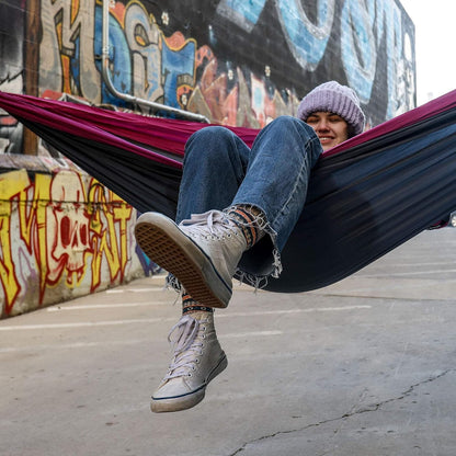 Grand Trunk Double Deluxe Parachute Nylon Hammock - 500lb Capacity Camping Hammock, 10.5x6.5ft, Lightweight & Durable (Olive Green/Khaki)