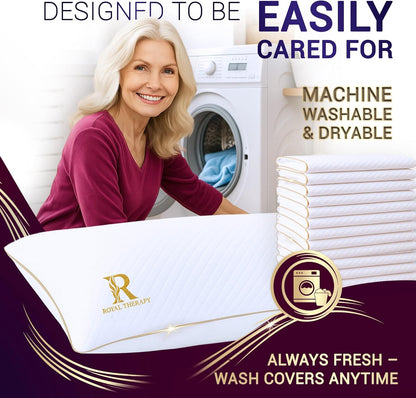 Royal Therapy Long Body Pillow – Full Body Pillow for Adults and Side Sleepers – Long Pillow for Bed with Cooling Memory Foam – Adjustable Firm Long Pillow for Back Pain, Hugging & Sleep Support