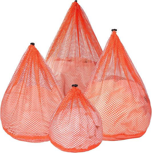 4Pcs Mesh Laundry Bags Washing Machine Mesh Wash Bags for Clothes,Underwear,Lingerie, Bed Linen with Drawstring Closure Sturdy(4 Size, Orange)