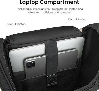 CROSSGEAR Casual Daypack Backpack, Lightweight, Shock-absorbing Padding Strap, Breathable Back, Work Business Laptop Backpack for Men, Multi-Pocket, Water-resistant, 14” Laptop Compartment, 24L