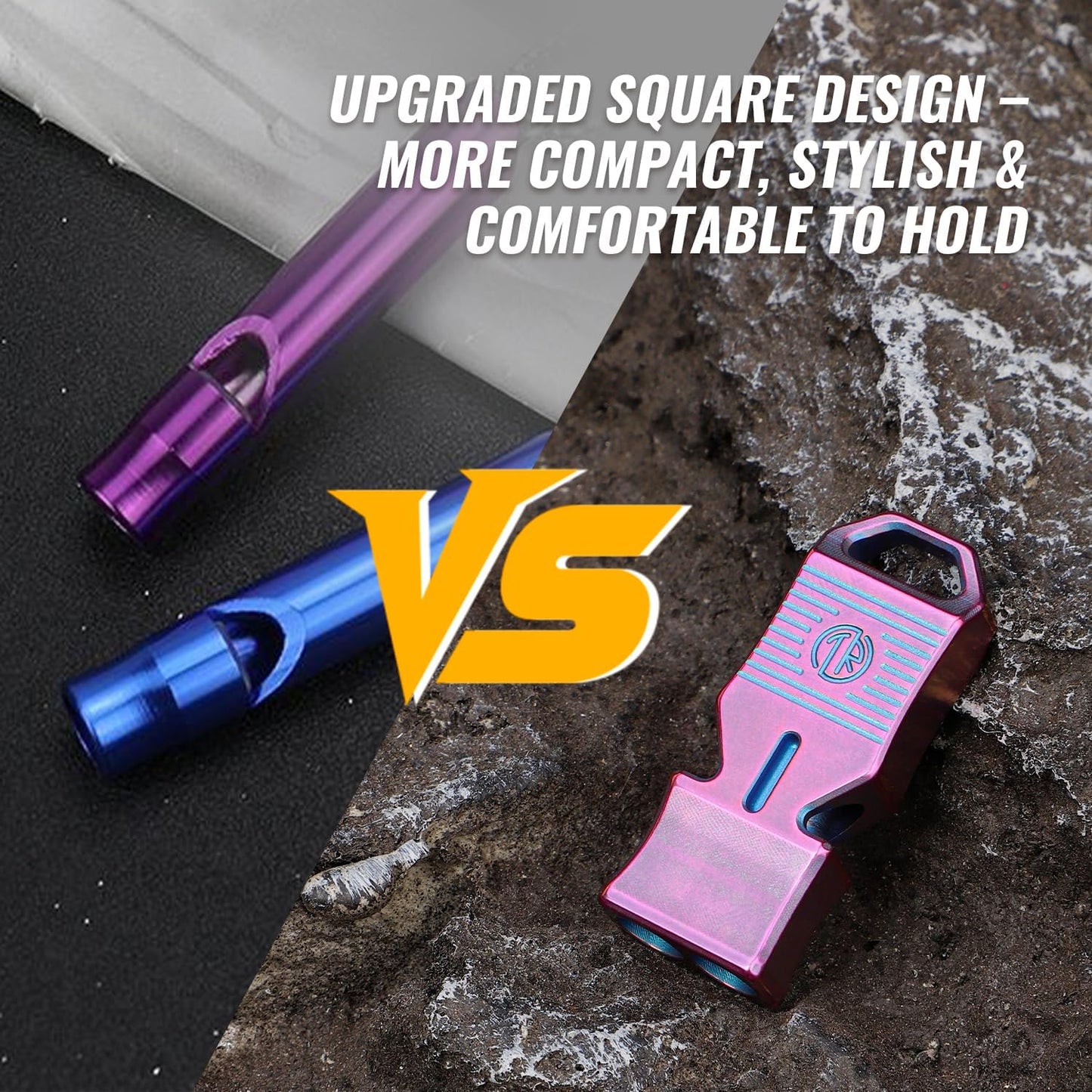 TACRAY Titanium Emergency Survival Whistle, Portable Necklace Whistle, Loud Whistle up to 120~130db, Good for Life Saving, Hiking, Camping, and Pet Training