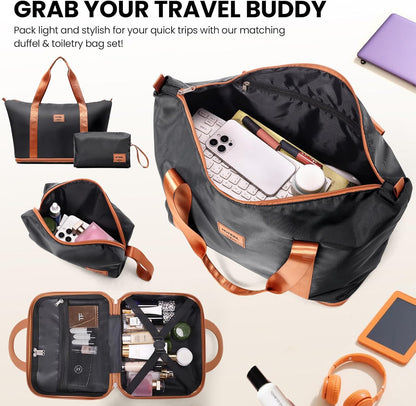 Hoteel 6 Piece Luggage Set (4-YEAR WARRANTY) Carry on ABS+PC Hard Shell Suitcase with Spinner Wheels & TSA Lock (Black)