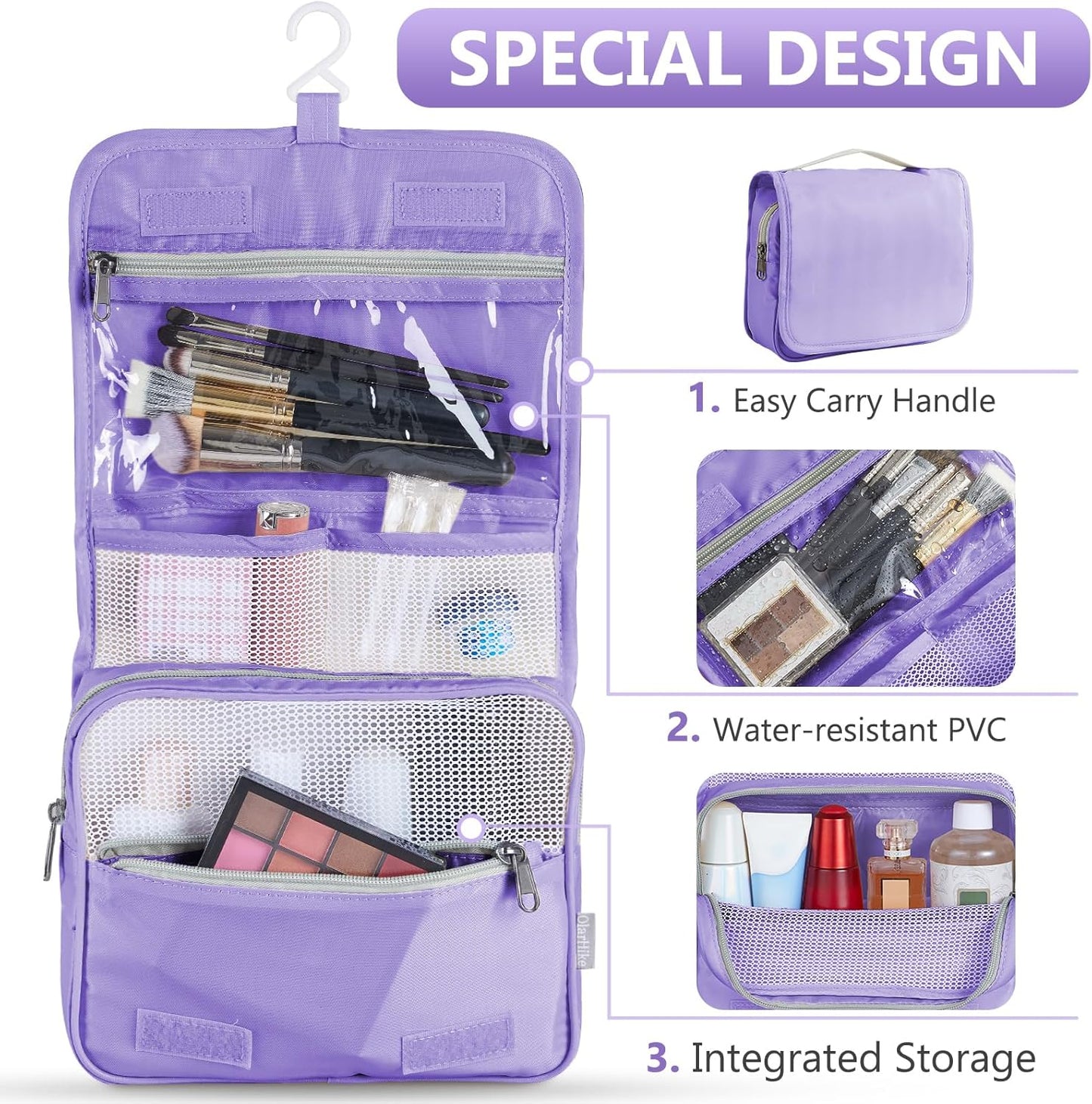 8 Set Packing Cubes for Travel, Gifts for Women Mom,Anti-Tearing Suitcase Organizer for Luggage with Shoe & Hanging Toiletry Bag,OlarHike Vacation Essentials & Accessories for Cruise Ship,Purple
