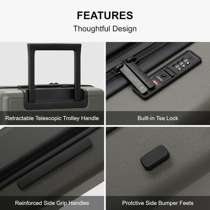 LEVEL8 Elegance Checked Luggage, 24 Inch Hardside Suitcase, Lightweight Matte Hardshell with Tsa Lock, Large Suitcases with Spinner Wheels, Olive Green