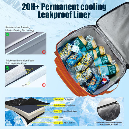 Backpack Cooler Insulated Leak Proof for Men Women 50 Cans Soft Cooler Backpack Insulated Waterproof Large Capacity Coolers Bag Portable for Lunch Camping Travel Picnic Hiking