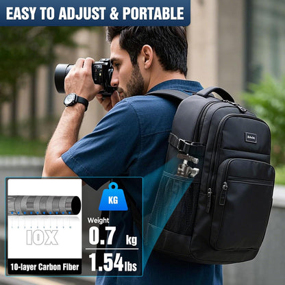 Carbon Fiber Travel Tripod with 360° Ball Head, Mini Desktop Tripod for DSLR Camera, Folded Height 10.6", Max Height 14.5″, Max Load 10kg/22lbs