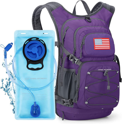 Maelstrom Hydration Hiking Backpack with 2L/3L Water Bladder, High Flow Bite Valve Camping Daypack Lightweight