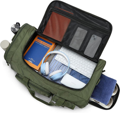 Lyweem Large Duffle Bag Backpack for Travel, 70L Heavy Duty Gym Duffel Bag with Shoes Compartment for Men & Women, Weekender Overnight Sports Backpack for Traveling