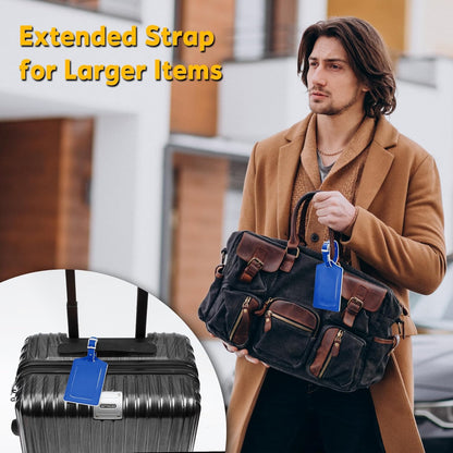 Travelambo Luggage Tags for Suitcases Faux Leather Privacy Protection 12 Pack Bag Tags Travel Accessories Essential, Fresh Blue