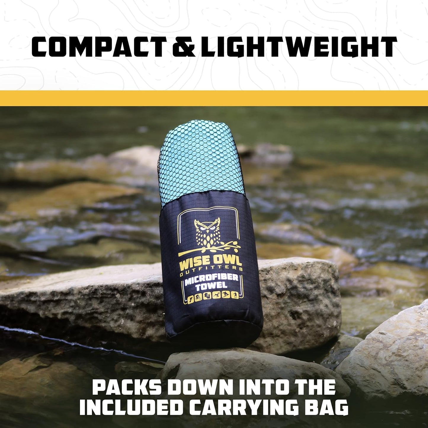 Wise Owl Outfitters Microfiber Camping Towel - Quick Dry Towel for Travel, Backpacking, Hiking, Beach, Gym & Yoga - Compact, Fast Drying & Lightweight