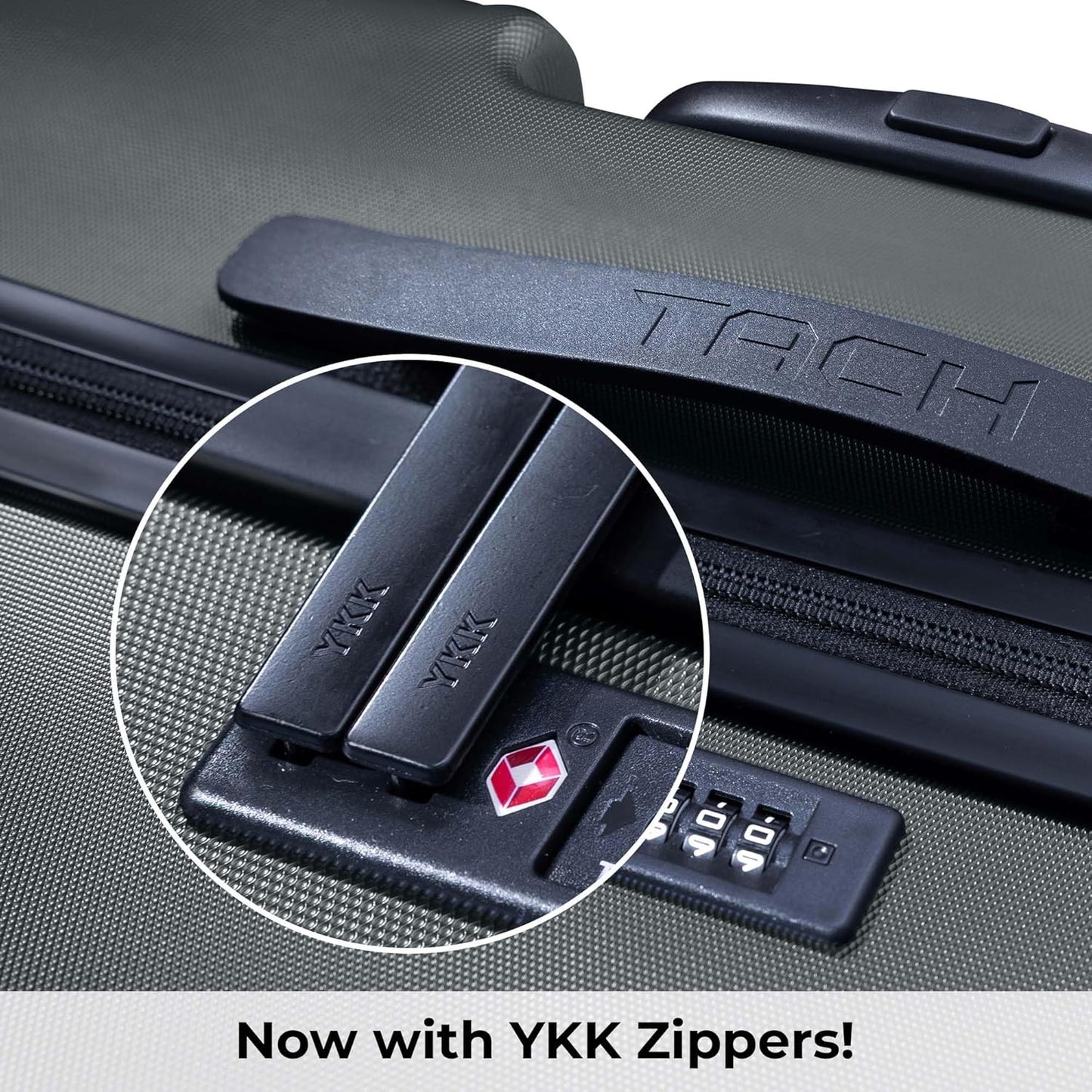 Tach V3.1 Hard Shell 2 Piece Luggage Set - 20 & 28 inch Luggage | Carry On & Large Checked Suitcases | Patented Built-In Connecting System | Rolling Suitcase Links 9 Bags (Grey)