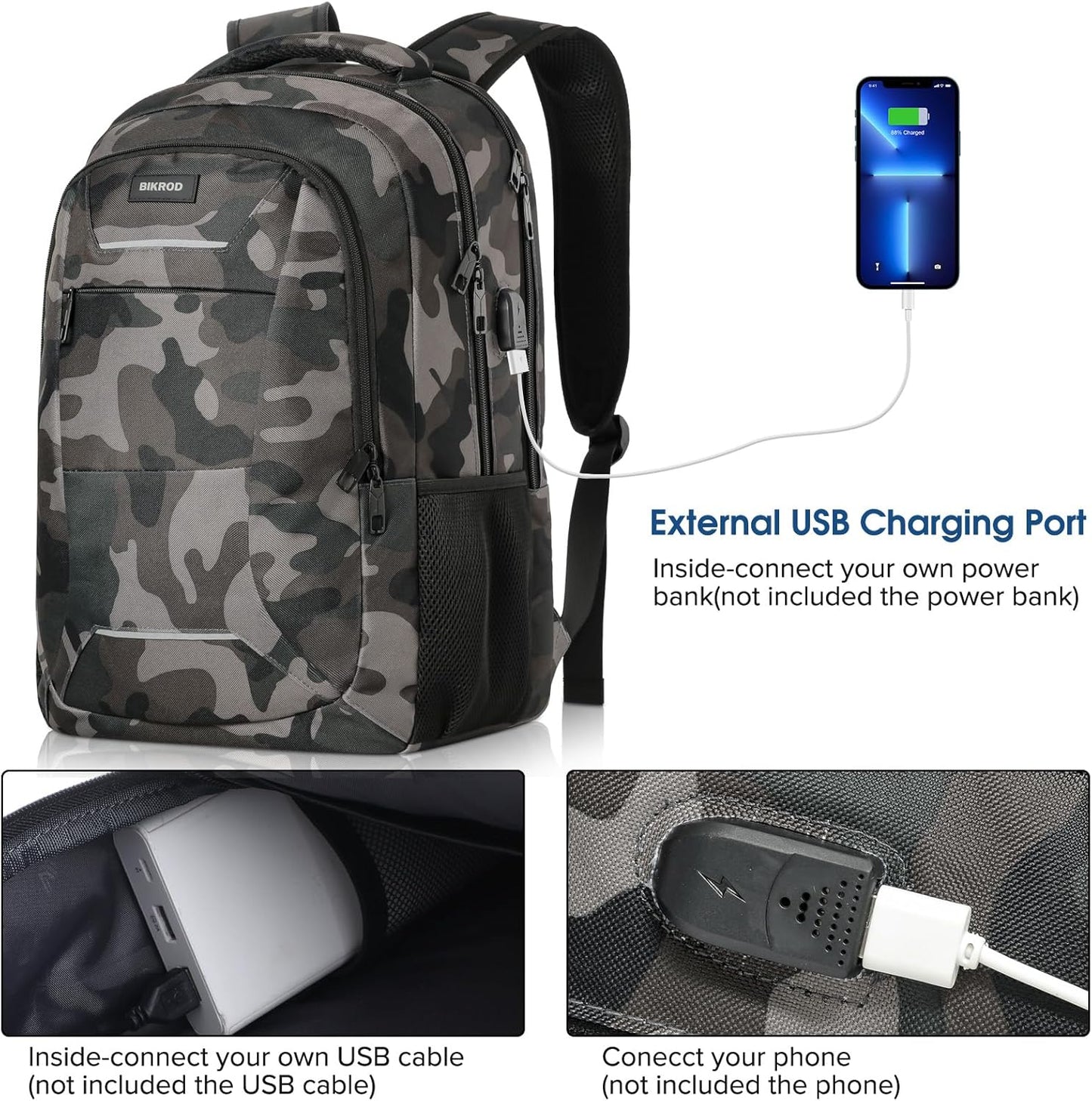 Backpack for Men Women, School Backpacks for Teen Boys, Business Anti Theft Sturdy Travel Laptop Backpack with USB Charging Port, Water Resistant 15.6 Inch Computer Bag Gift