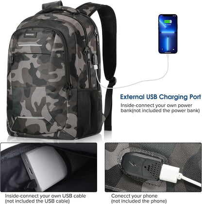 Backpack for Men Women, School Backpacks for Teen Boys, Business Anti Theft Sturdy Travel Laptop Backpack with USB Charging Port, Water Resistant 15.6 Inch Computer Bag Gift