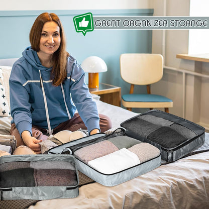 5 Pcs Packing Cubes for Suitcase Large Travel Cubes Carry on Luggage Organizer Bags for Clothes Accessories(L,Gray)