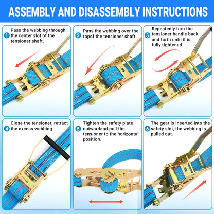 4Pack Heavy Duty Ratchet Straps, 2” 32Ft Ratchet Tie Down Strap, Tie Down Ratcheting with Double J Hook, 4000 LB Break Strength Cargo Straps Ratcheting for Moving Cargo, Lawn Equipment and Motorcycles