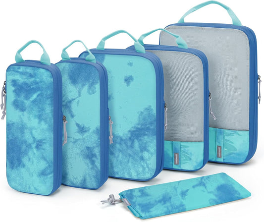 BAGSMART 6 Set Compression Packing Cubes - Lightweight Travel Essentials, Durable Luggage Organizer