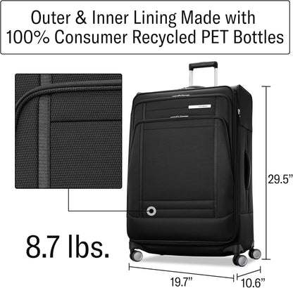 Samsonite UpLIFT Lightweight Large Checked Softside Luggage with Spinner Wheels - Expandable - Airline-Approved, Polyester Soft Suitcase for Ultra Light Travel - Black