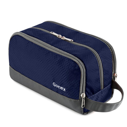 Gonex Travel Toiletry Bag Nylon, Dopp Kit Shaving Bag Toiletry Organizer Deep Blue