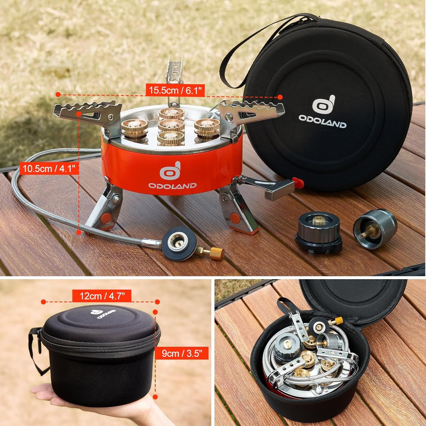 Odoland 9000W Portable Camping Stove Lightweight Camp Stove Collapsible Backpacking Stove with EVA Box for Outdoor Camping Cooking Hiking and Picnic