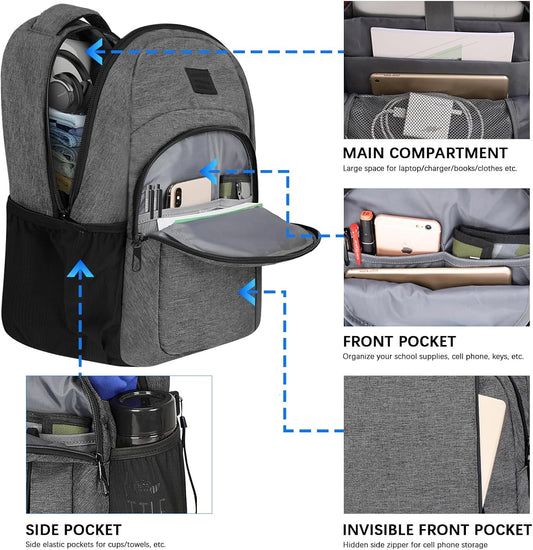 LARIPOP Travel Laptop Backpack,15.6 Inch Business Laptop backpack for Men Women with USB Charging Port,Water-Resistant Laptopack Weekender Daypack for Work College Computer