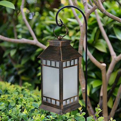 18'' Glass Solar Lantern Outdoor Waterproof, Large Hanging Solar Lanterns with Flickering Flame Lights, Metal Outdoor Lantern Decorative for Patio Garden Backyard Tabletop Mothers Day Gifts Mom