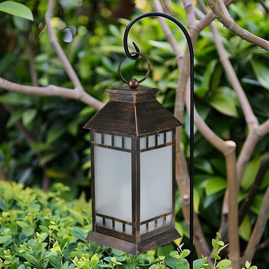 18'' Glass Solar Lantern Outdoor Waterproof, Large Hanging Solar Lanterns with Flickering Flame Lights, Metal Outdoor Lantern Decorative for Patio Garden Backyard Tabletop Mothers Day Gifts Mom