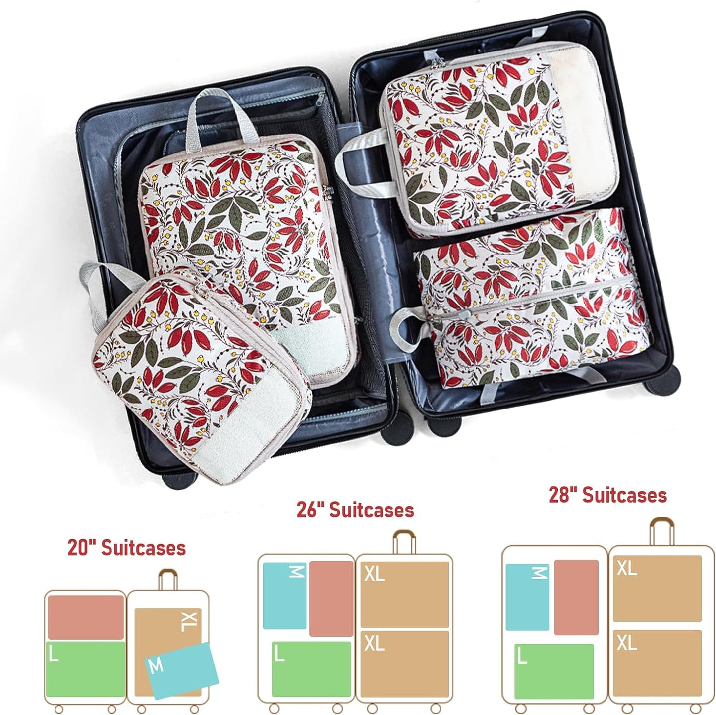 4-Piece Packing Cube Set - Lightweight Luggage Organizers for Travel, Vacation and Suitcases - Durable Accessories with Compression