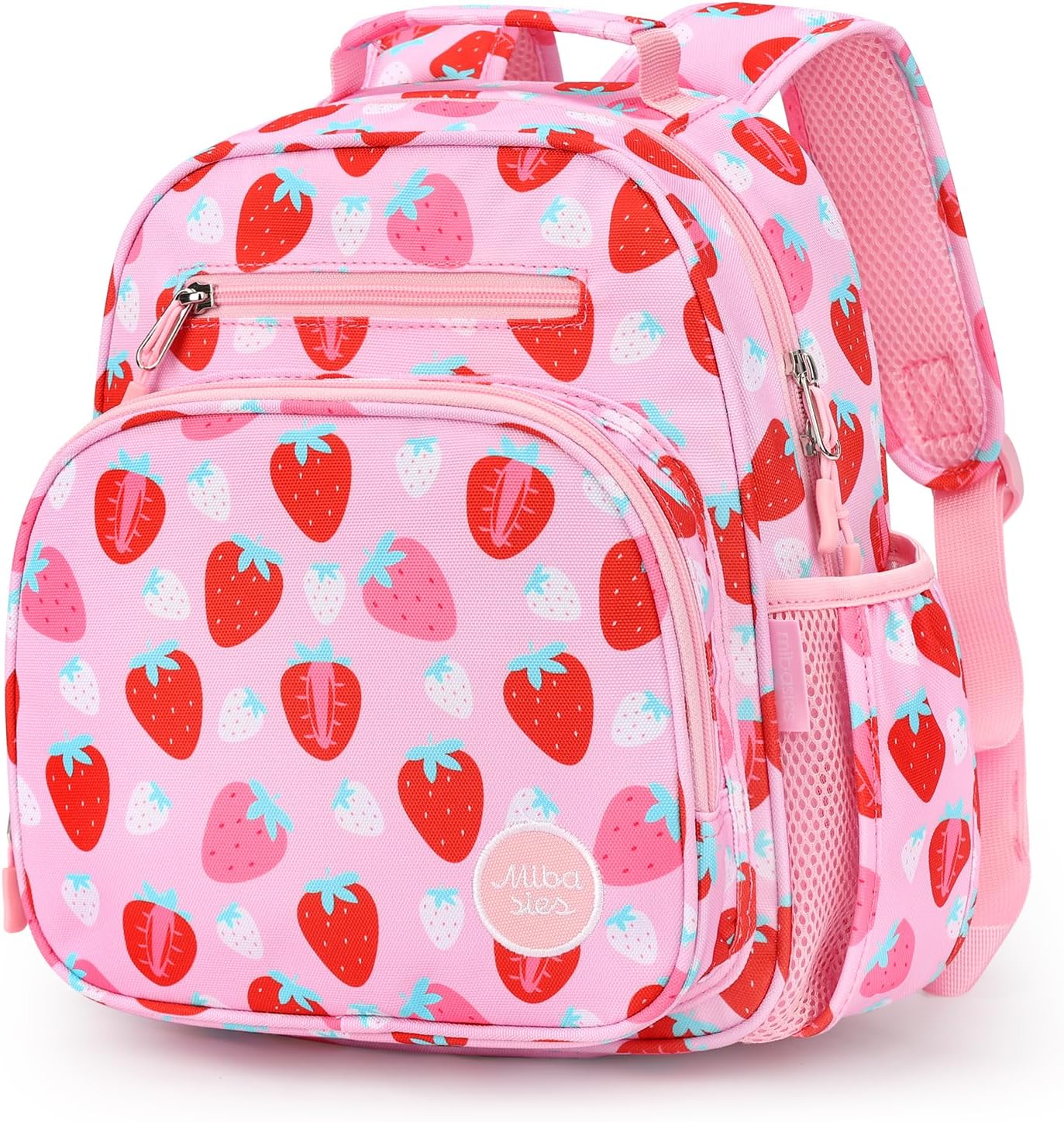 mibasies Toddler Backpack for Girls 2-4: Cute Kids Backpacks for Girls - Preschool Kindergarten Backpack - Assorted Strawberry Pink