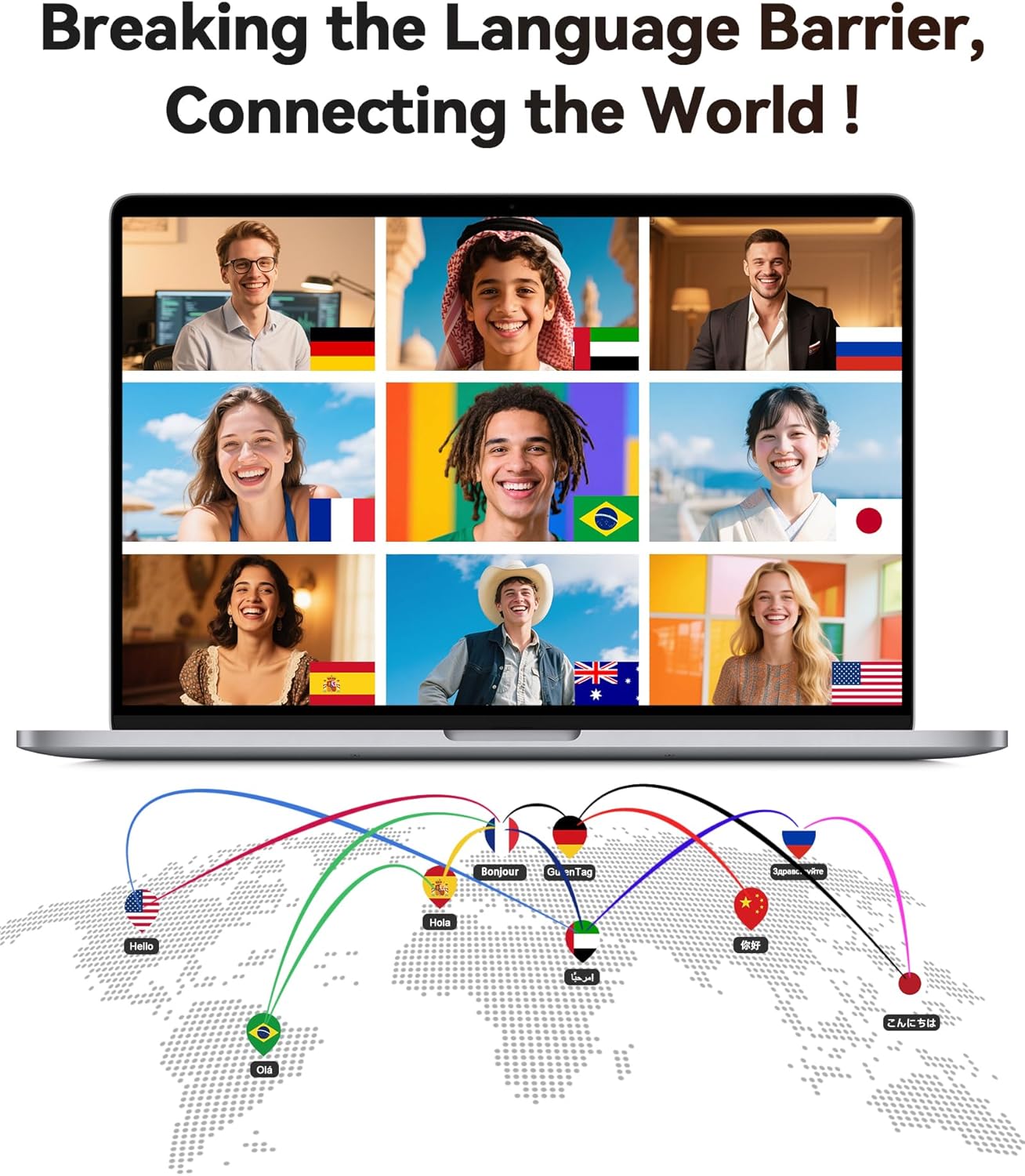 AI Translation Earbuds Real Time, 164 Languages & Accents, 4-in-1 Translator Earbuds Open Ear with 90H Playtime Audifonos Traductores Inglés Español Translation Headphones for Travel Business Meeting