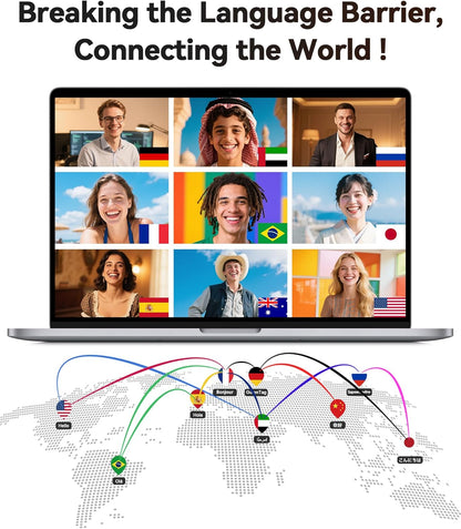 AI Translation Earbuds Real Time, 164 Languages & Accents, 4-in-1 Translator Earbuds Open Ear with 90H Playtime Audifonos Traductores Inglés Español Translation Headphones for Travel Business Meeting