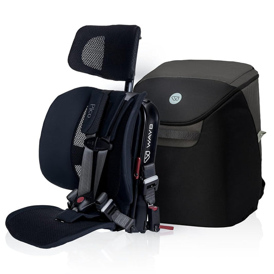 WAYB Pico Travel Car Seat with Premium Carrying Bag- Lightweight, Portable, Foldable - Perfect for Airplanes, Rideshares, and Road Trips - Forward Facing for Kids 22-50 lbs. and 30-45"