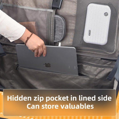 29 Inch 40 * 37 * 77cm, 113L, Aluminum Checked Luggage with Side Opening, 360° Universal Wheels, Lightweight Hardshell ABS+PC Suitcase with TSA Lock, Orange