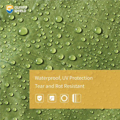 GUARD SHIELD Tarp Green 8x8 Feet Multi Purpose Waterproof Poly Tarp Cover 5mil