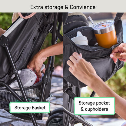 Ingenuity3D Mini Convenience Stroller – Lightweight Stroller, Compact Fold, Multi-Position Recline, Canopy with Pop Out Sun Visor and More – Umbrella Stroller for Travel, Dusty Rose Pink