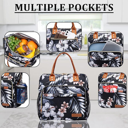 Hibiscus Lunch Box for Women Adult Insulated Lunch Bag Ladies Lunch Tote Bag - Image 2