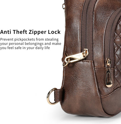 Crossbody Bags for Women Anti Theft Small Sling Handbag with Zipper Lock Vegan Leather RFID Blocking Chest Pure