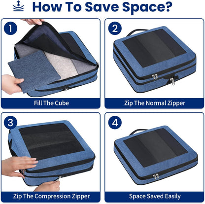 8 Set/6 Set/4 Set Compression Packing Cubes for Travel, Lightweight Vacation Travel Essentials, Travel Accessories for Suitcase Organizer Bags Set, Durable Luggage Organizer