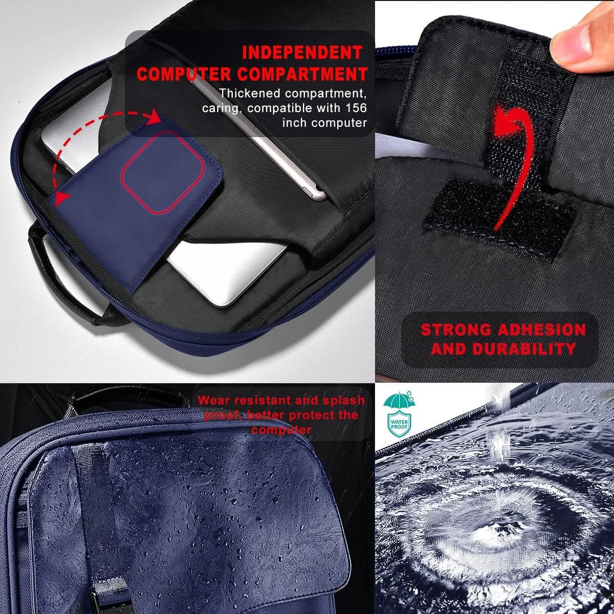 ZINZ Laptop Backpack 15 15.6 16 Inch, Expandable Computer Rucksack with Multi-Pockets Anti-Theft Travel Daypack for Men and Women,Blue