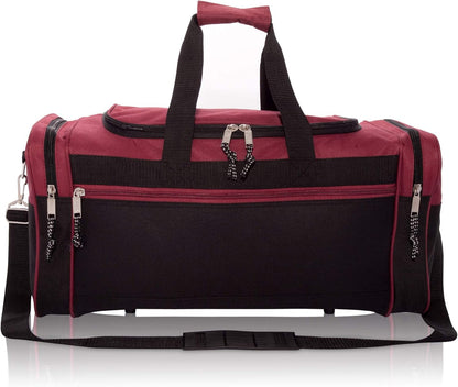 DALIX 21" Blank Sports Duffle Bag Gym Bag Travel Duffel with Adjustable Strap in Maroon