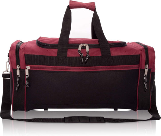 DALIX 21" Blank Sports Duffle Bag Gym Bag Travel Duffel with Adjustable Strap in Maroon