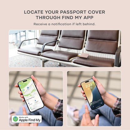 Satechi Passport Holder for Travel with Find My, Passport Cover with 4 Card Holder, Wireless Charging, and RFID protection – Travel Essential Vegan Leather Passport – Desert Rose