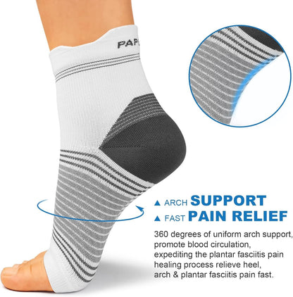 Plantar Fasciitis Sock (6 Pairs) for Men and Women, Compression Foot Sleeves with Arch and Ankle Support (White, Large)