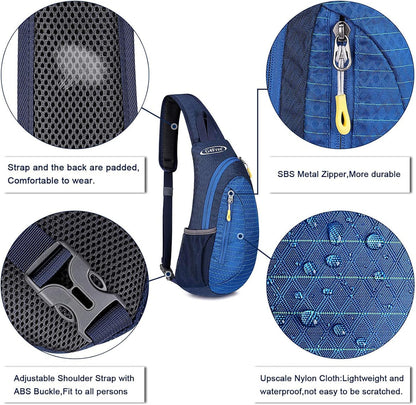 G4Free Sling Bag for Men Women, Small Crossbody Backpack Lightweight Chest Shoulder Bags for Travel, Outdoor and Sports (Blue)