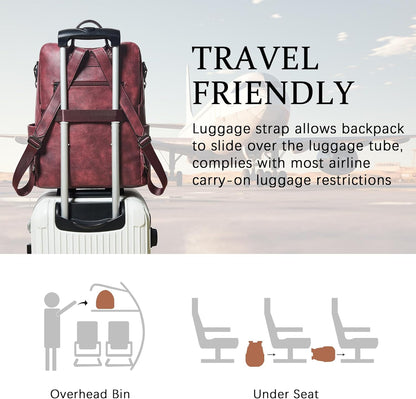 Shrrie Vegan Leather Laptop Backpack for Women 15.6 inch Work Backpack Fashion Travel Backpack Purse for Business College