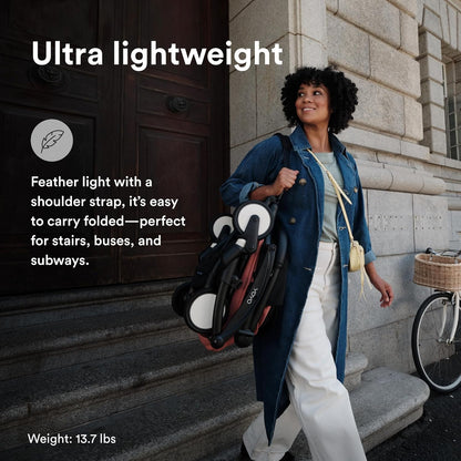Stokke YOYO3 Stroller from 6 Months - Includes Black Frame/Ginger Seat Cushion + Canopy - Folds in & Out in a Flash - Light & Compact - Carry-On Compatible