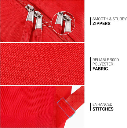 ZORFIN 26L Backpack for College, and Travel: Water Resistant Bookbag - Red